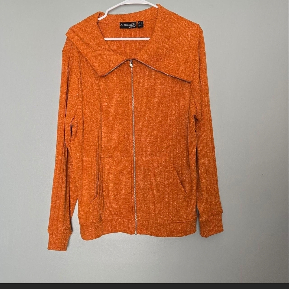 Attitudes by Renee Orange Bomber Jacket
